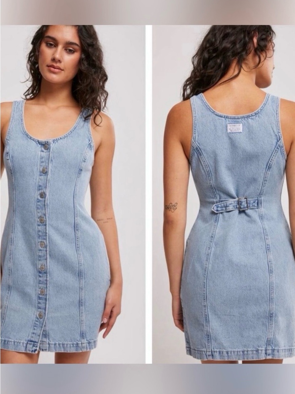 Levi's Tuli Denim Button Front Mini Dress Light Wash Size Medium